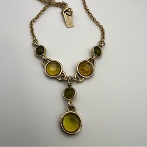 Liz & Co Gold Tone Faux Gemstone Dangle Necklace